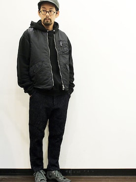 「NECESSARY or UNNECESSARY（ネセサリーオアアンネセサリー）のアイテム（シューズ）」を使った、twothings&thinkさん（メンズ・168cm）の秋コーディネート
