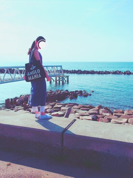 「Ungrid（アングリッド）の【Casual】レイヤードカットワンピース（ワンピース、ブルー系）」を使った、じんちゃんさん（レディース）の秋コーディネート