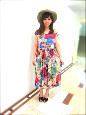 「アイテム（シューズ、ブルー系）」を使った、のむさんさん（レディース・163cm）の春コーディネート