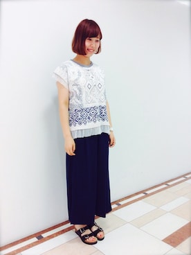 「スカーチョ」｜のむさんさん（レディース・163cm）の夏コーディネート