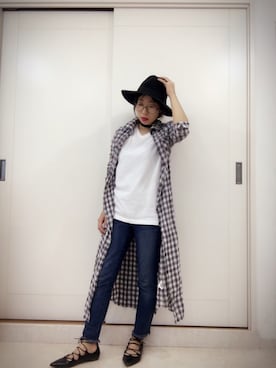 「MERCURYDUO（マーキュリーデュオ）のアイテム（シャツワンピース）」を使った、☆mo☆さん（レディース・156cm）の秋コーディネート