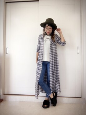 「MERCURYDUO（マーキュリーデュオ）のアイテム（シャツワンピース）」を使った、☆mo☆さん（レディース・156cm）の秋コーディネート