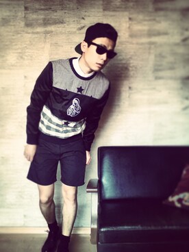 「エドゥアール・バレヌ・マコト（スウェット、ブラック系）」を使った、エドゥアール・バレヌ・マコトさん（メンズ・171cm）の春コーディネート