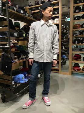 「Mitchell&Ness（ミッチェル&ネス）のアイテム（キャップ）」を使った、Le0さん（メンズ・170cm）の冬コーディネート
