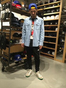「Mitchell&Ness（ミッチェル&ネス）のアイテム（キャップ）」を使った、Le0さん（メンズ・170cm）の春コーディネート