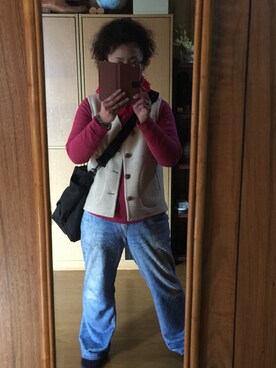「TALKING ABOUT THE ABSTRACTION（トーキング　アバウト　ジ　アブストラクション）のアイテム（パンツ）」を使った、なみさん（レディース・162cm）の冬コーディネート
