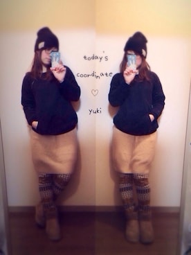 「FITH（フィス）のアイテム（その他）」を使った、yuki＊さん（レディース・157cm）の冬コーディネート