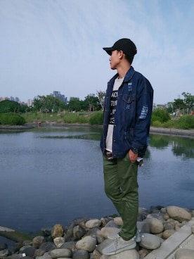 「NIKE（ナイキ）のアイテム（キャップ、ブラック系）」を使った、山本さん（メンズ・170cm）の春コーディネート