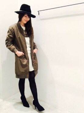 「UNRELISH」｜「アイテム（MA-1）」を使った、UNRELISH　HEP FIVE店 STAFFさん（レディース・160cm）の冬コーディネート