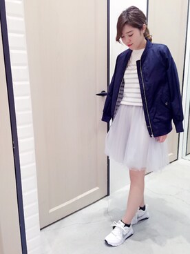 「UNRELISH」｜「アイテム（MA-1）」を使った、UNRELISH　HEP FIVE店 STAFFさん（レディース・160cm）の春コーディネート