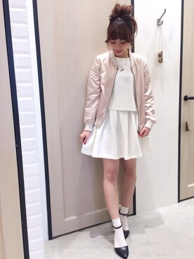 「UNRELISH」｜「アイテム（ブルゾン）」を使った、UNRELISH　HEP FIVE店 STAFFさん（レディース・160cm）の春コーディネート