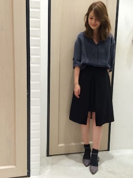 「スキッパーシャツ」｜UNRELISH　HEP FIVE店 STAFFさん（レディース・160cm）の秋コーディネート