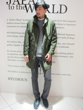 「STUDIOUS（ステュディオス）のアイテム（スニーカー）」を使った、三崎 裕也さん（メンズ・183cm）の秋コーディネート