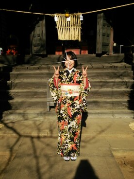 「お正月」｜さこさこさん（レディース・152cm）の冬コーディネート