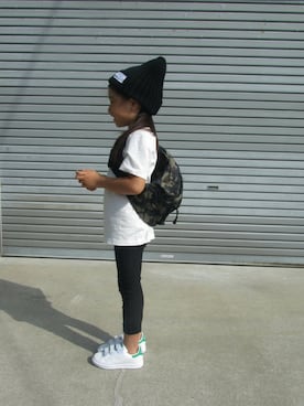 「アイテム（ボディバッグ/ウエストポーチ、グリーン系）」を使った、sawanico◡̈⃝︎さん（キッズ・120cm）の秋コーディネート