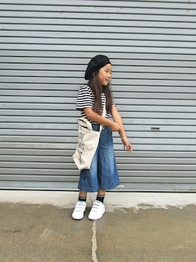 「kladskap（クレードスコープ）のアイテム（ハンチング/ベレー帽）」を使った、sawanico◡̈⃝︎さん（キッズ・120cm）の夏コーディネート