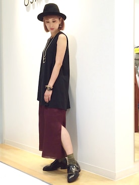 「プリーツ」｜OSMOSIS大分 ORIEさん（レディース・169cm）の夏コーディネート