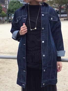 「OSMOSIS（オズモーシス）のビッグデニムジャケット（デニムジャケット）」を使った、OSMOSIS大分 ORIEさん（レディース・169cm）の秋コーディネート