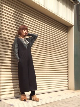 「OSMOSIS（オズモーシス）のアイテム（オールインワン・サロペット）」を使った、OSMOSIS大分 ORIEさん（レディース・169cm）の秋コーディネート