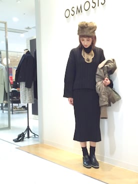 「OSMOSIS（オズモーシス）のアイテム（ブルゾン）」を使った、OSMOSIS大分 ORIEさん（レディース・169cm）の秋コーディネート