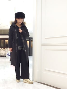 「OSMOSIS（オズモーシス）のアイテム（モッズコート）」を使った、OSMOSIS大分 ORIEさん（レディース・169cm）の冬コーディネート