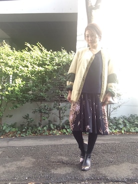 「ヴィンテージワンピース」｜「アイテム（ブーツ）」を使った、KAMILi tomoko ogawaさん（レディース・157cm）の冬コーディネート