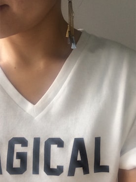 「KAMILI（カミリ）のアイテム（Tシャツ/カットソー、ホワイト系）」を使った、KAMILi tomoko ogawaさん（レディース・157cm）の夏コーディネート