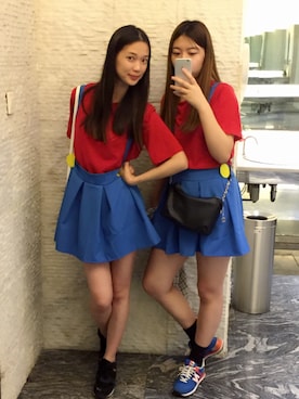 「NEW BALANCE（ニューバランス）のアイテム（スニーカー、ブルー系）」を使った、D酱さん（レディース・170cm）の夏コーディネート