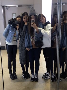 「NIKE（ナイキ）のアイテム（スニーカー、ブラック系）」を使った、D酱さん（レディース・170cm）の冬コーディネート