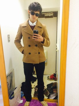 「アイテム（ピーコート）」を使った、 Shogo Tanakaさん（メンズ・173cm・10代）の冬コーディネート