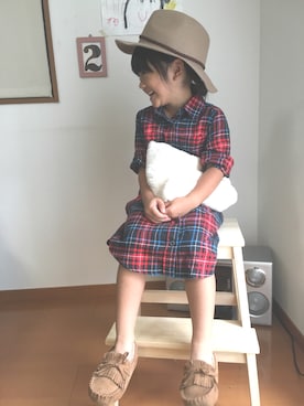 「5歳」｜「アイテム（シャツワンピース）」を使った、coconechanさん（キッズ・120cm）の秋コーディネート