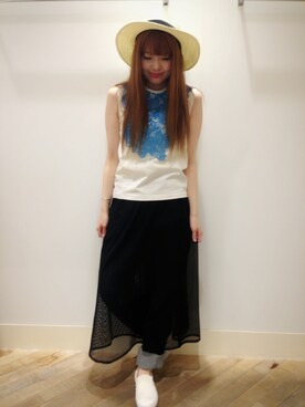 「Ray BEAMS（レイビームス）のRay BEAMS / 中折れ HAT（ハット）」を使った、kamiayanoさん（レディース・162cm）の春コーディネート