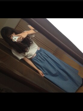 「theory（セオリー）のtheory白Tshirt（Tシャツ/カットソー、ホワイト系）」を使った、yuukiさん（レディース・166cm）の夏コーディネート