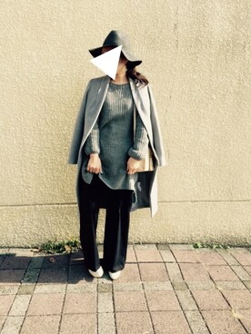 「ロングニット」｜「アイテム（その他アウター）」を使った、ANYHさん（レディース・156cm）の冬コーディネート