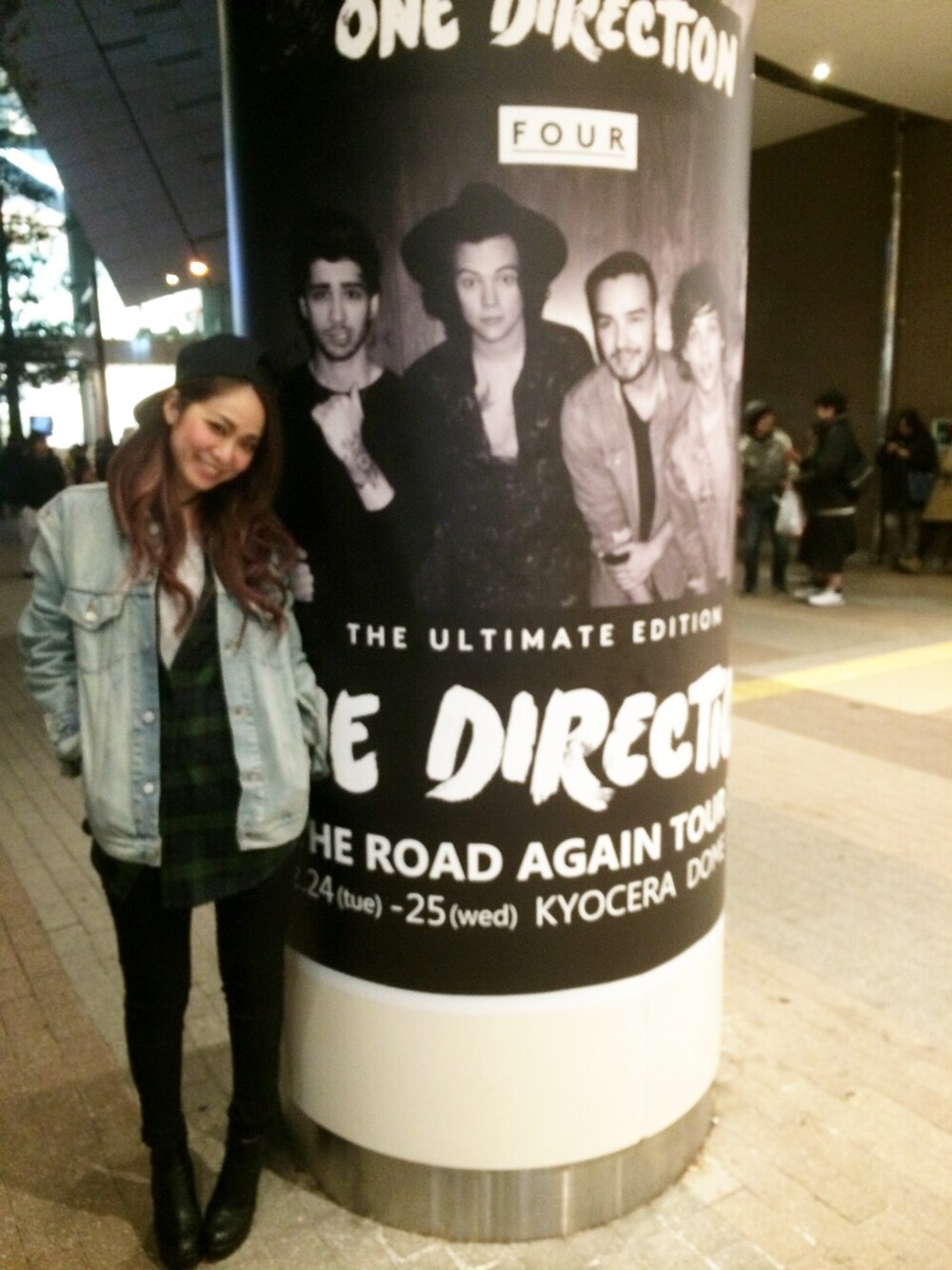 「デニム、デニムジャケット、ジージャン、Levi's、キャップ、キャップ後ろかぶり、チェックシャツ、OneDirection、ワンダイレクション、LIVE」｜「Levi'sのアイテム（デニムジャケット、ブルー系）」を使った、marinaworldさん（レディース・165cm）の春コーディネートの1枚目の写真