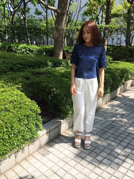 「アイテム（シャツ/ブラウス）」を使った、ERIOさん（レディース・162cm）の春コーディネート