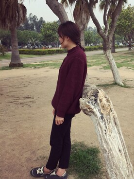 「ZARA（ザラ）のアイテム（その他パンツ、ブラック系）」を使った、叶芸芸芸さん（レディース）の秋コーディネート