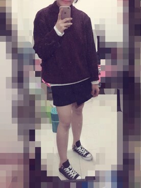 「ZARA（ザラ）のアイテム（スカート、ブラック系）」を使った、叶芸芸芸さん（レディース）の冬コーディネート