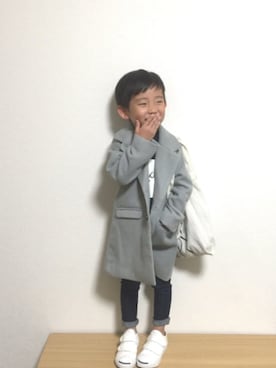 「Right-on（ライトオン）のアイテム（チェスターコート）」を使った、so__naさん（キッズ・100cm）の秋コーディネート