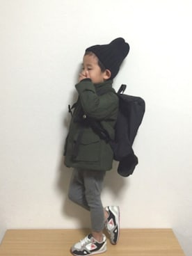「Right-on（ライトオン）のアイテム（ミリタリージャケット）」を使った、so__naさん（キッズ・100cm）の秋コーディネート