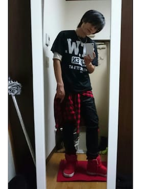 「UNIF（ユニフ）のアイテム（トップス）」を使った、MAMORUさん（メンズ・175cm）の夏コーディネート