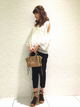 「RANDA（ランダ）のアイテム（ハンドバッグ）」を使った、atsukoさん（レディース・168cm）の春コーディネート