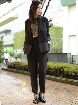 「FAD THREE（ファドスリー）のアイテム」を使った、STAFF1さん（レディース・165cm）の春コーディネート