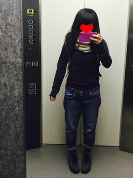 「B.L.U.E（ビーエルユーイー）のアイテム（パンツ）」を使った、YOUさん（レディース・146cm）の秋コーディネート