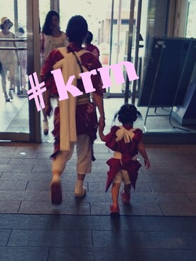 「アイテム（水着/着物・浴衣、レッド系）」を使った、saoriさん（キッズ・110cm）の夏コーディネート