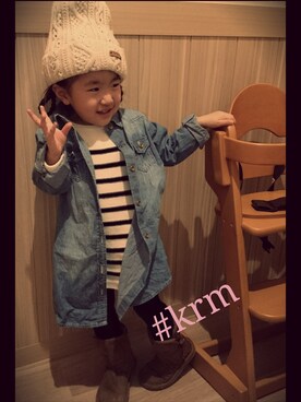 Gu ｇｉｒｌｓデニムワンピース 長袖 を使ったキッズ人気ファッションコーディネート Wear