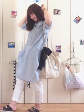 「7月WEAR夏のサンダル祭り」｜「アイテム（ワンピース/ドレス）」を使った、ツチコさん（レディース・158cm）の夏コーディネート
