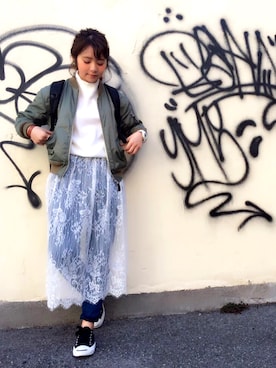 「アイテム（MA-1）」を使った、aochan.さん（レディース・153cm・20代）の春コーディネート