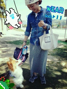 「TRANS CONTINENTS（トランスコンチネンツ）のアイテム（バッグ）」を使った、mariiiさん（レディース・155cm）の春コーディネート