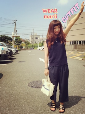 「ひまわり畑」｜「アイテム（アクセサリー）」を使った、mariiiさん（レディース・155cm）の夏コーディネート
